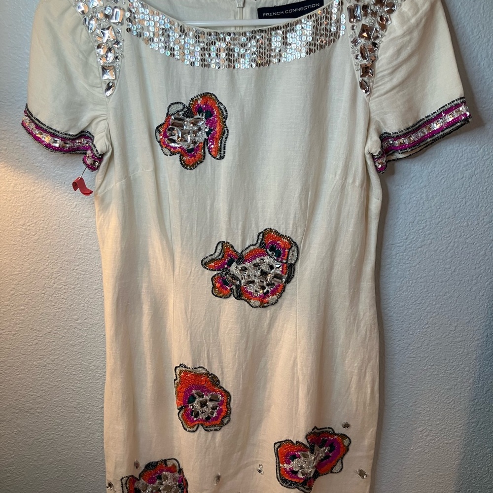 French Connection Lyndsey Flower Bead Sequin Dress